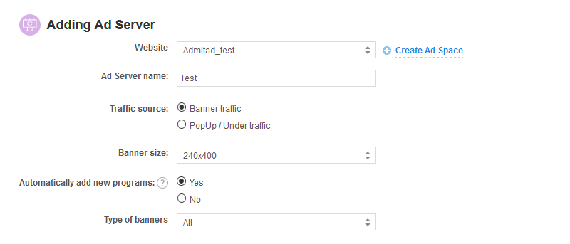 Ad Server Admitad Strumenti